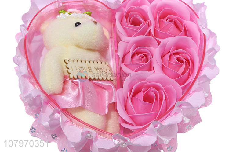 Factory price rose and bear Valentine's Day gift set Valentine gift box