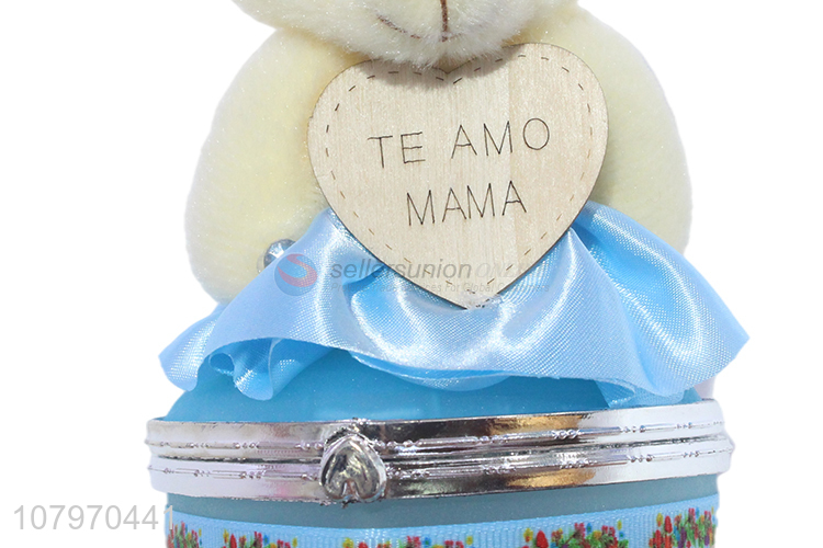 Best selling cute stuffed bear jewelry box jewelry case ring holder