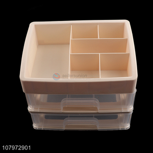 Popular product multi-use 2-tier plastic storage box desk drawer makeup organizer