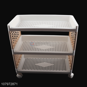 Top quality foldable 3 layers plastic storage rack kitchen bathroom cart