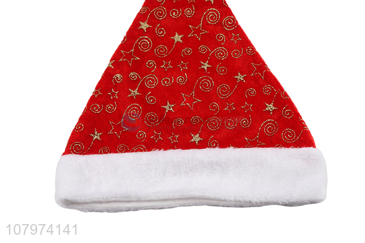 Factory direct sale red plush printing christmas hat party decoration