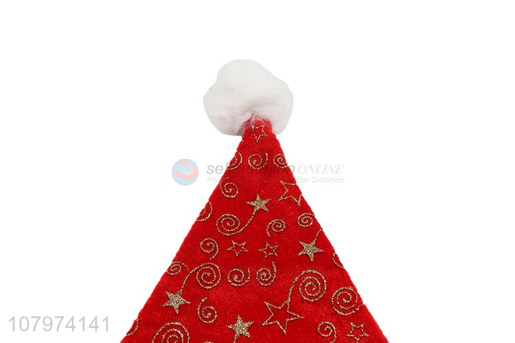 Factory direct sale red plush printing christmas hat party decoration