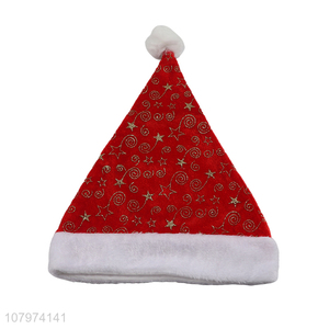 Factory direct sale red plush printing christmas hat party decoration
