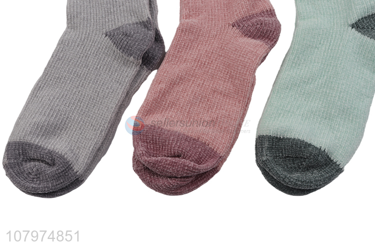 Hot selling women winter chenille crew socks mid-calf length socks