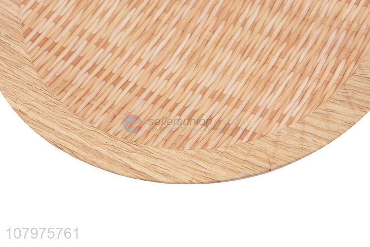 New Design Imitation Bamboo Weaving Printing Round Plate