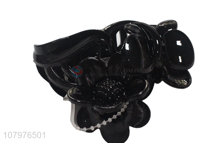 New style black flower shape plastic women hair claw clips for decoration