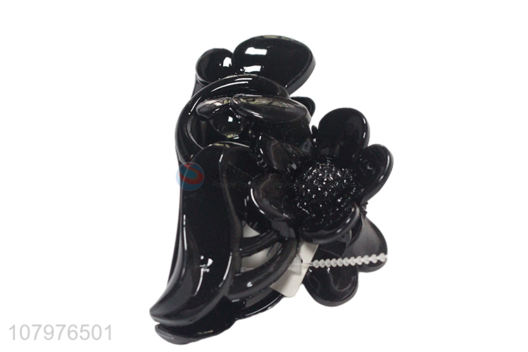 New style black flower shape plastic women hair claw clips for decoration