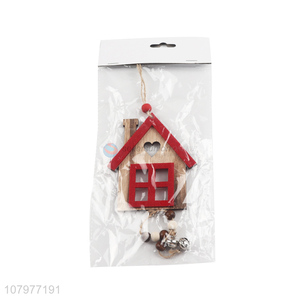 Custom Wooden Small House Hanging Decoration With Bells