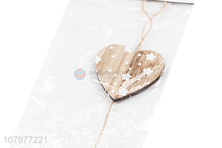 New Arrival Wood Heart Hanging String Decoration For Christmas