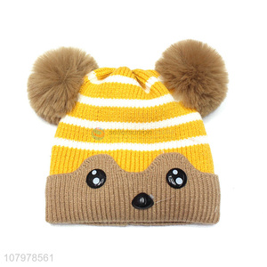 China imports kids winter cartoon knitted beanie hat fleece lined hat