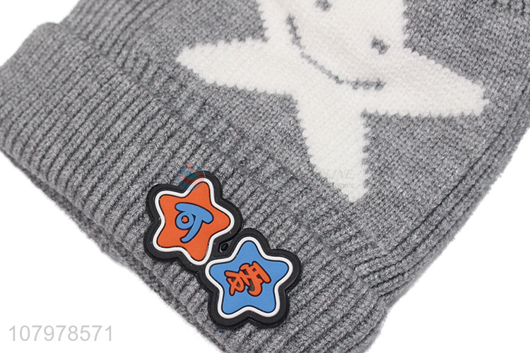 New arrival children winter cartoon animal cap knitted fleece lined beanies