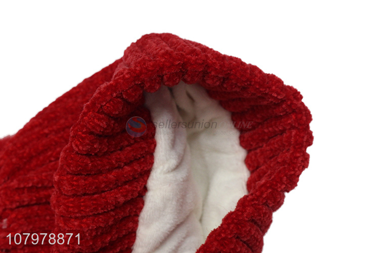 Wholesale cartoon women winter fleece lined beanie with faux fur pom pom