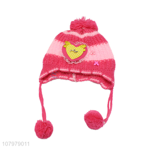 Recent design kids winter warm knitted hat fleece lined earmuff hat