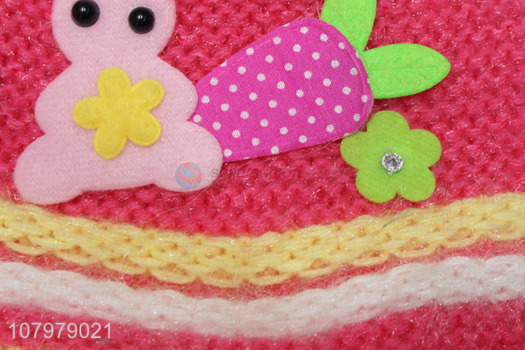 New hot sale children winter warm earmuff hat fleece lined knitted hat