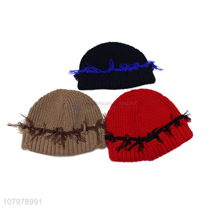 Hot selling stylish ripped knitted hip hop cap winter beanies for women