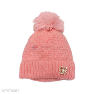 Good quality women winter warm soft knitted ski skull cap fashion beanies