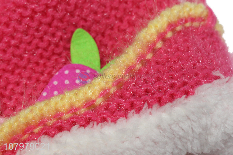 New hot sale children winter warm earmuff hat fleece lined knitted hat