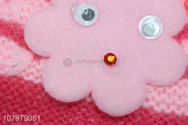 Hot items children winter earmuffs hat fleece lined cap with pom pom