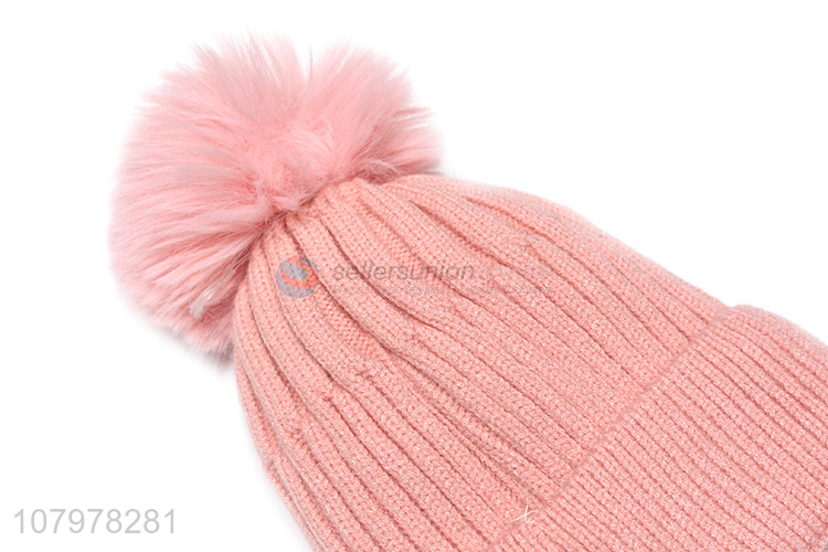 Factory supply children winter skull cap knitted fleece lined beanies