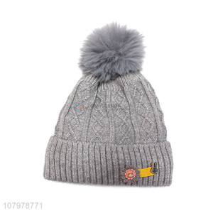 Low price kids fleece lined <em>knit</em> beanie girls boys winter knitted <em>hat</em>