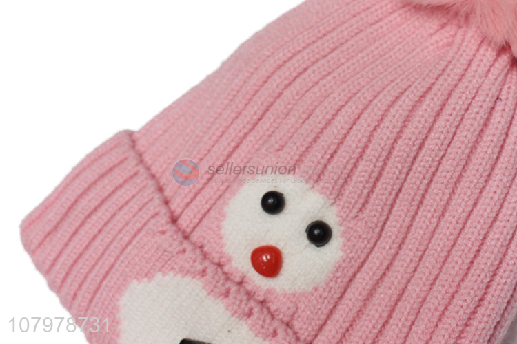 China supplier kids winter cosy knitted beanie hat toddler fleece lined cap