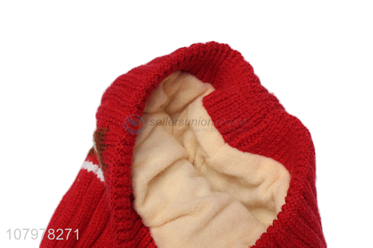 Good quality kids winter cosy knitted beanie hat fleece lined skull cap