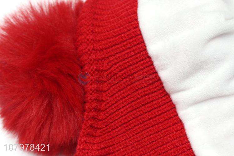 Online wholesale children kids winter warm knitted fleece lined earmuff hat