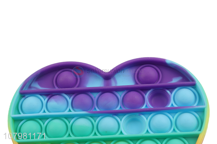 Good quality heart shape silicone squeeze push bubble fidget sensory toy