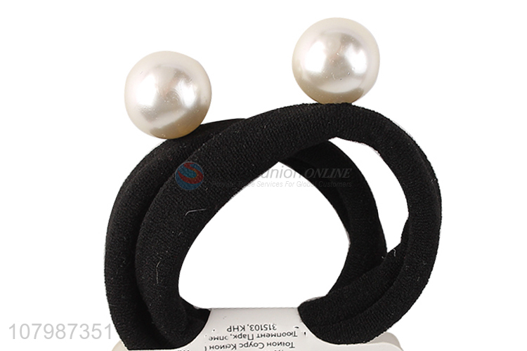 Good price black pearl hair rope ladies hair accessories wholesale