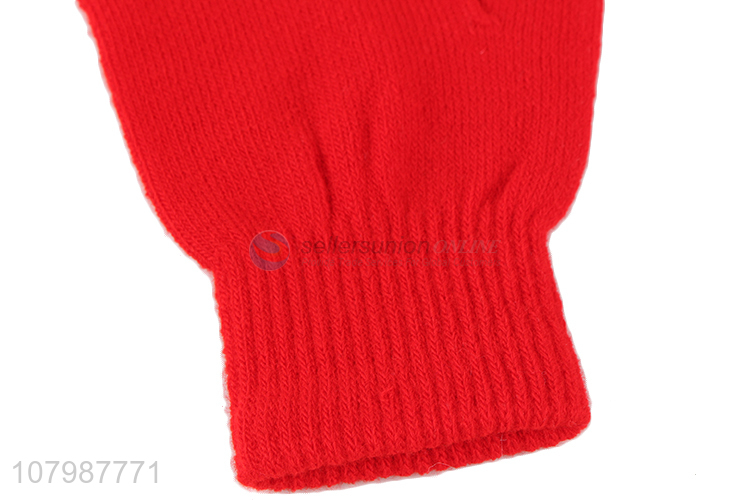 New arrival red creative touch screen knitted gloves for women