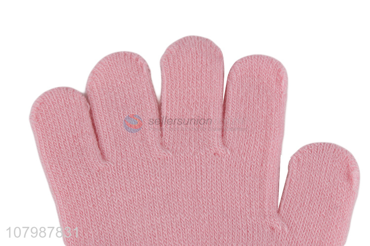 Yiwu wholesale pink children knitted gloves windproof gloves