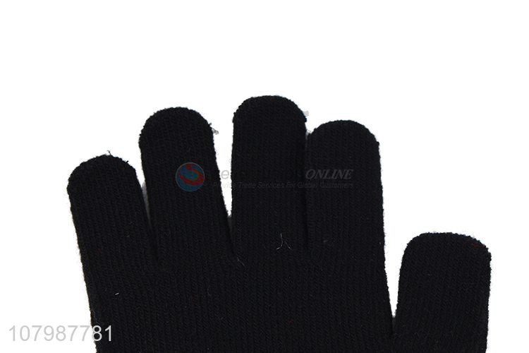 Yiwu wholesale black knitted gloves creative printing children gloves