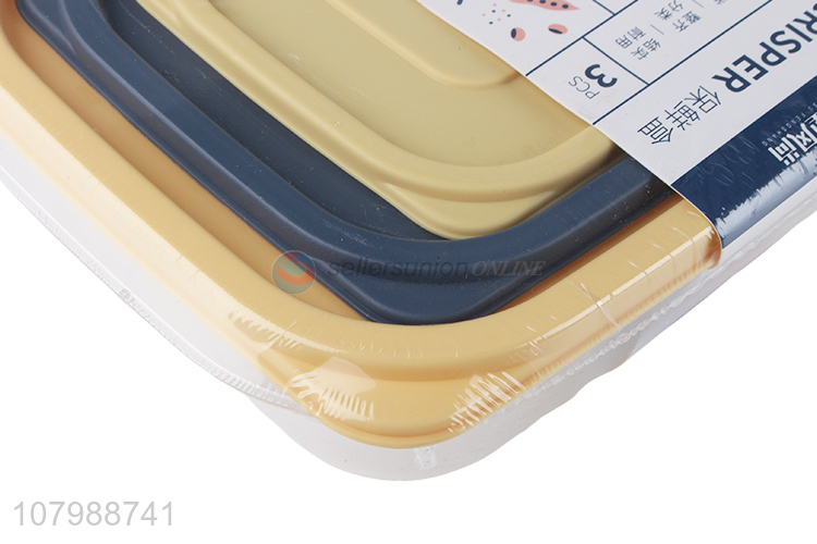 Yiwu market 3 pieces rectangular bpa free plastic food crisper set for kitchen