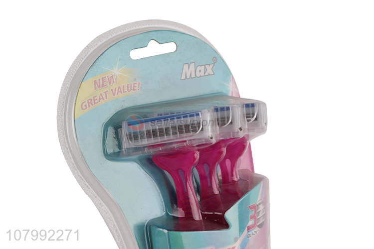 New arrival 3 blades disposable shaving razor for women's sensitive skin