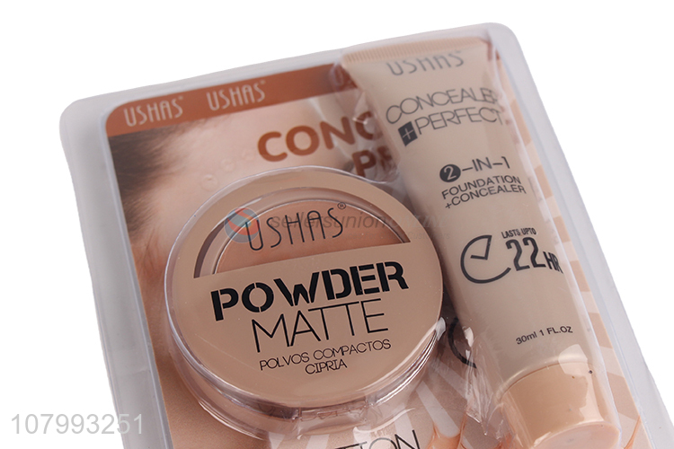 Most popular makeup lady liquid foundation and powder set