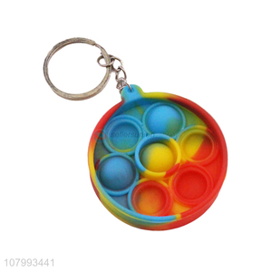 Wholesale Round Rainbow Silicone Push Pop Bubble Toy Keychain