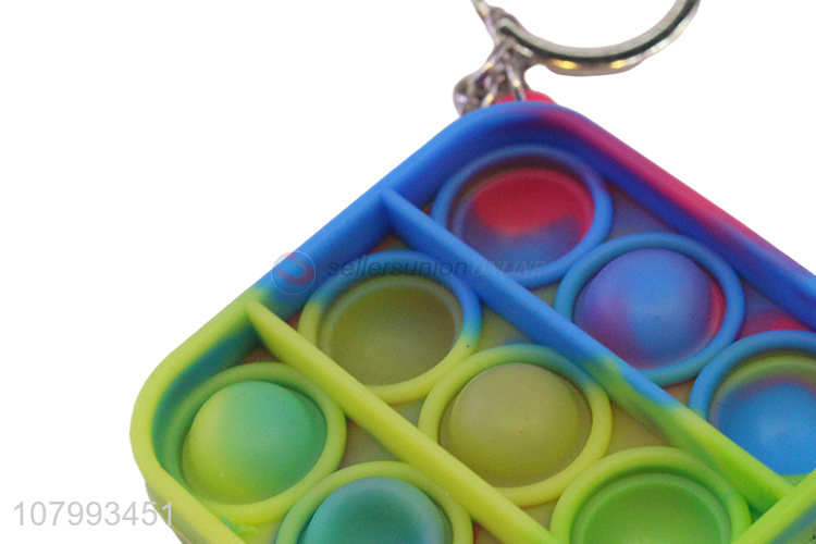 Popular Funny Colorful Square Push Pops Bubble Fidget Toys Key Chain