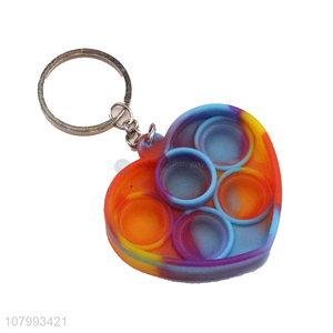 New Design Silicone Heart Shape Push Bubble Fidget Sensory Toy Key Chain