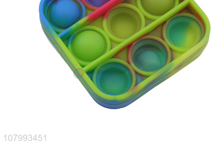 Popular Funny Colorful Square Push Pops Bubble Fidget Toys Key Chain