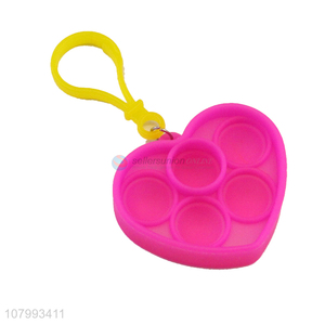 Custom Heart Shape Silicone Push Pop Fidget Toy Keychain