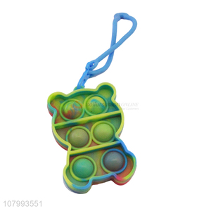 Cartoon Design Silicone Push Pop Bubble Fidget Sensory Toys With Key Ring