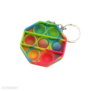 Fashion Octagon Simple Dimple Push Bubble Fidget Toy Key Ring