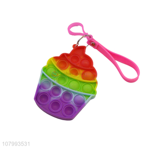 Fashion Design Colorful Silicone Push Pop Bubble Toy Keychain