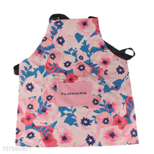 Low price wholesale pink printed waterproof pullover apron