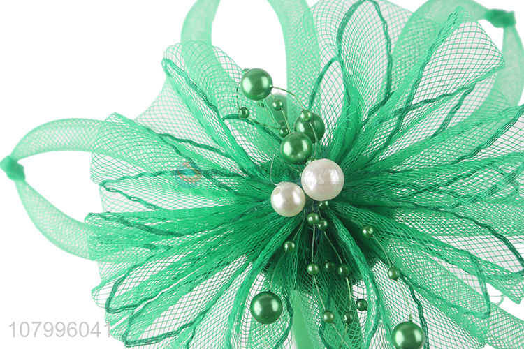Yiwu market handmade pearl fascinator hairband vintage mesh net hair hoop
