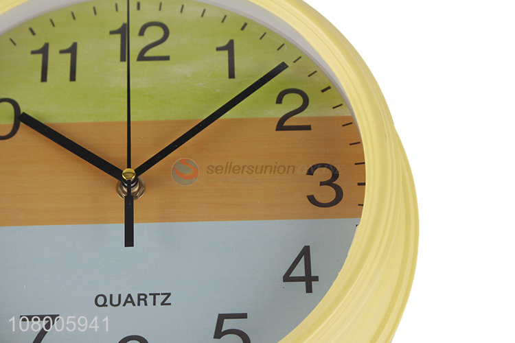 Good price yellow simple round wall clock creative living room wall clock