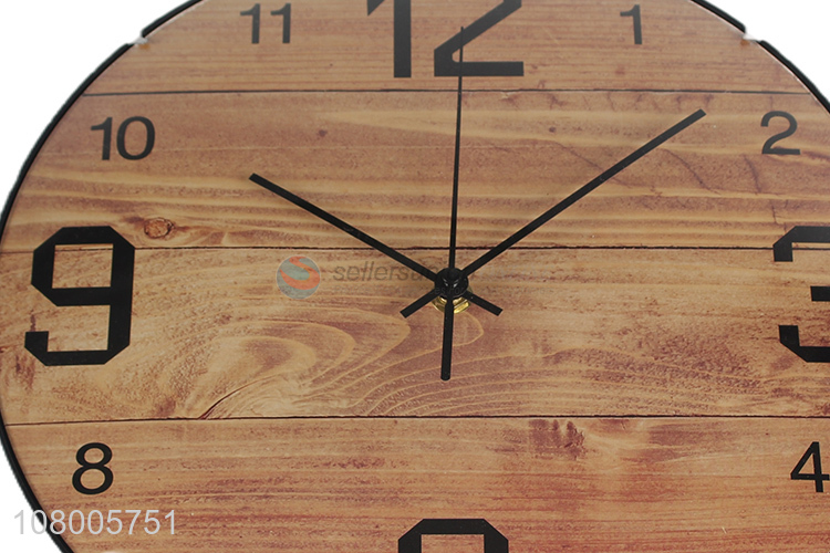New design creative woodgrain silent wall clock glass wall clock