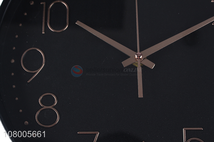 High quality black modern wall clock round silent wall clock for home