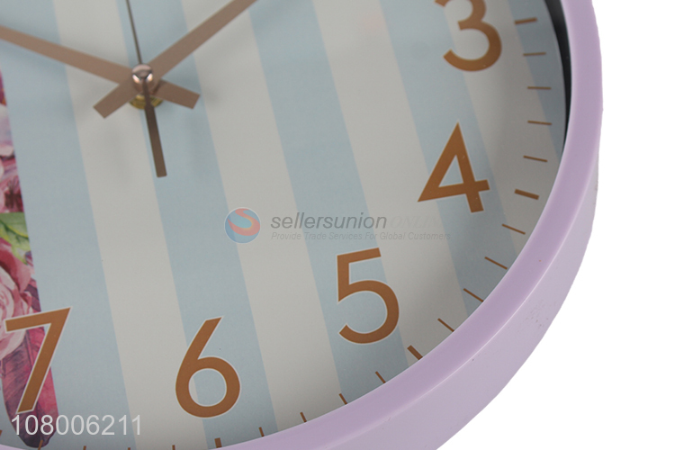 New product purple creative clock home mute wall clock