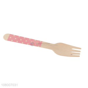 Wholesale from china <em>disposable</em> portable pink handle wooden <em>fork</em>